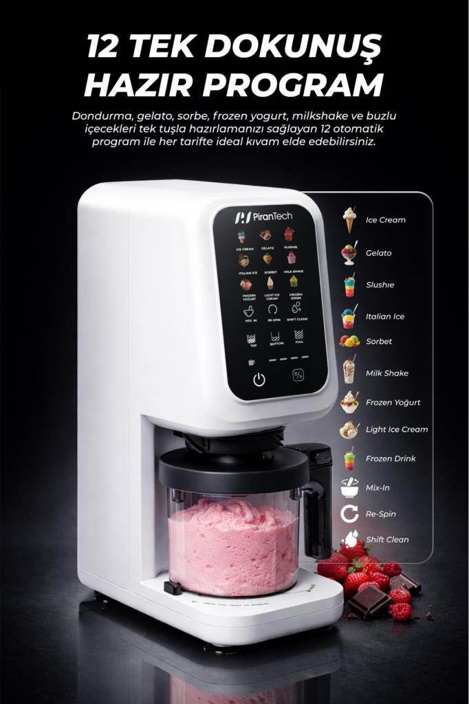 PiranTech DM-26 700W Dondurma Makinesi | Jelato, Sorbe, Milkshake Yapma Makinesi