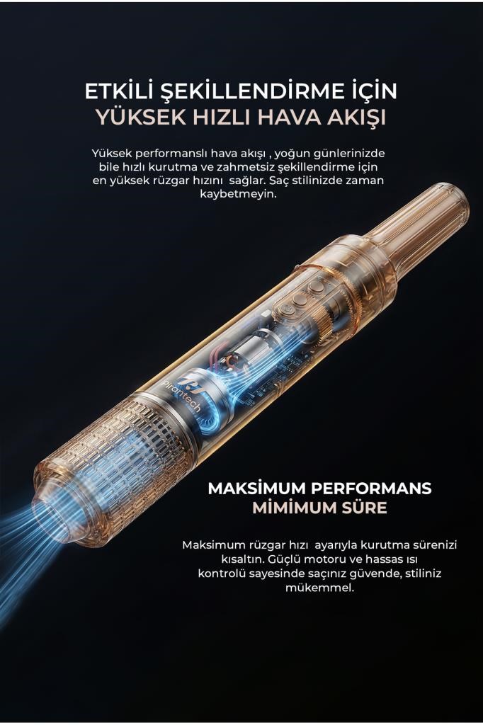 PiranTech KS-92 Profesyonel Saç Kurutma Makinesi ve Şekillendirici | Negatif İyon Teknolojis
