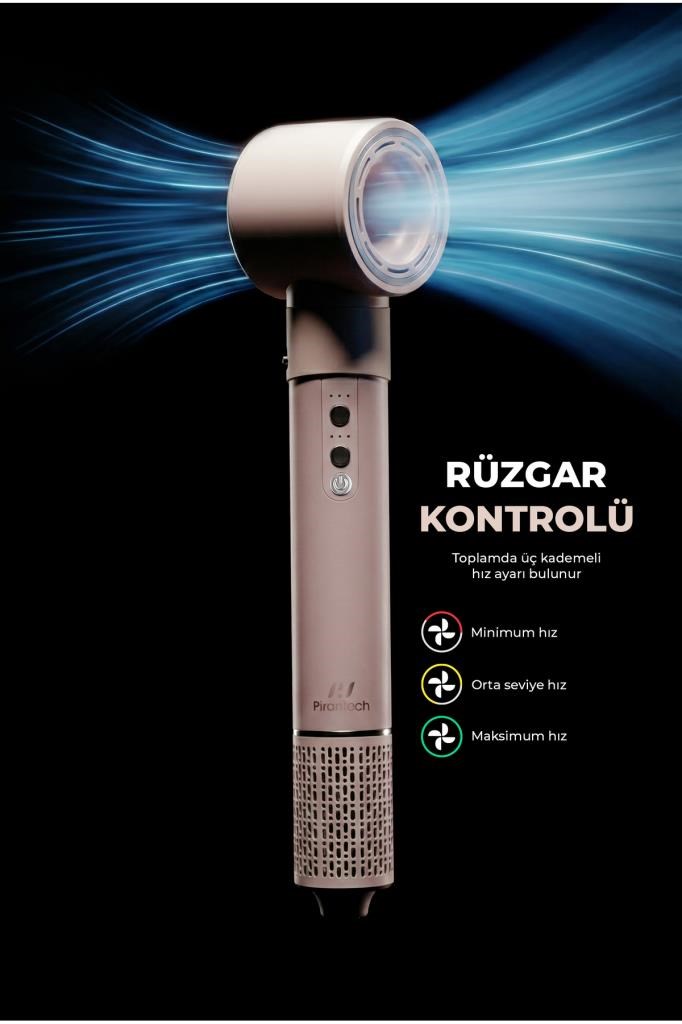 PiranTech KS-92 Profesyonel Saç Kurutma Makinesi ve Şekillendirici | Negatif İyon Teknolojis