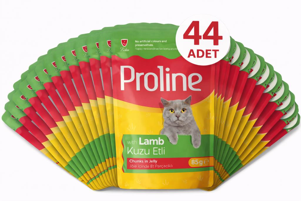 Proline Pouch Kuzu Etli Yaş Kedi Mama 44 x 85 Gr