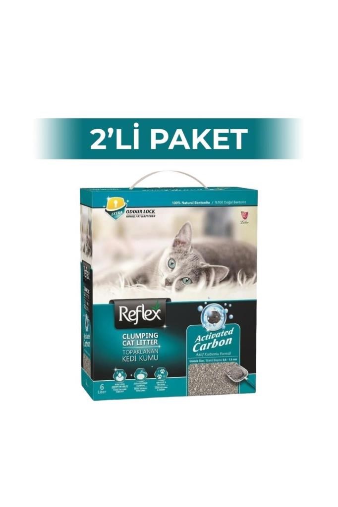 Reflex Aktif Karbonlu Süper Hızlı Topaklanan Kedi Kumu 6 Lt 2 Adet