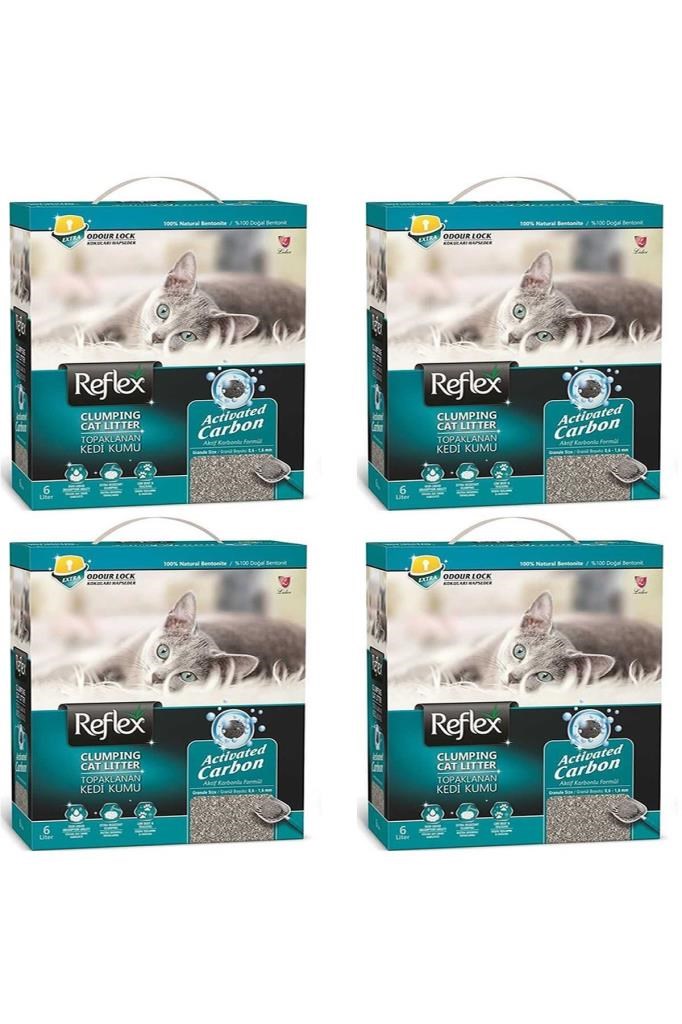 Reflex Aktif Karbonlu Topaklanan Kedi Kumu 6 lt x 4 Adet