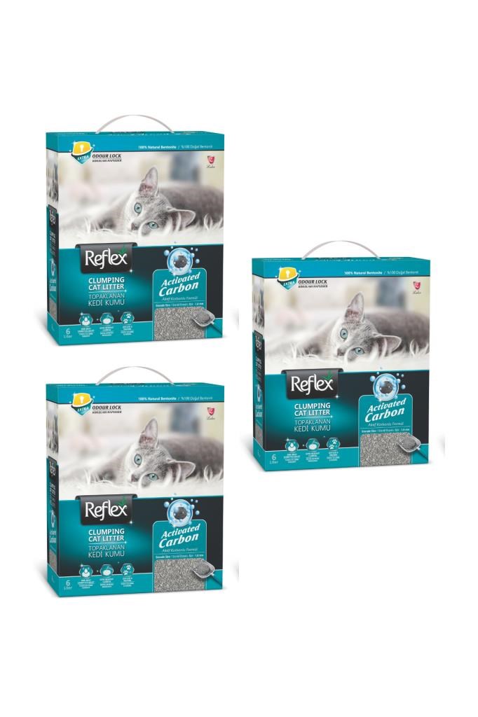 Reflex Aktif Karbonlu Topaklanan Kedi Kumu 6 Lt x 3