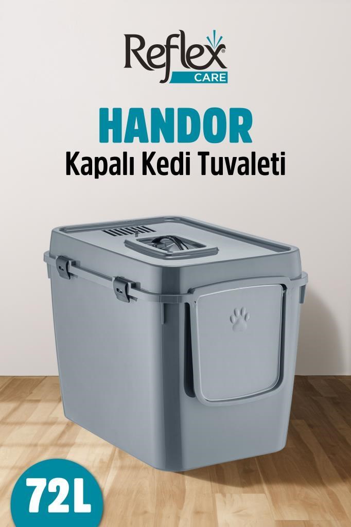 Reflex Care Handor Kapalı Kedi Tuvaleti Gri (57,5 x 43,5 x 39 cm)