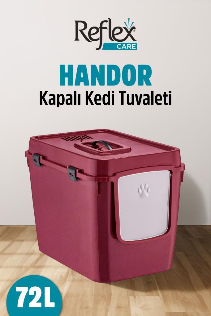 Reflex Care Handor Kapalı Kedi Tuvaleti Mor (57,5 x 43,5 x 39 cm)
