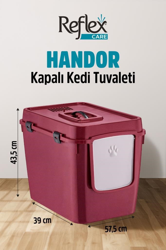 Reflex Care Handor Kapalı Kedi Tuvaleti Mor (57,5 x 43,5 x 39 cm)