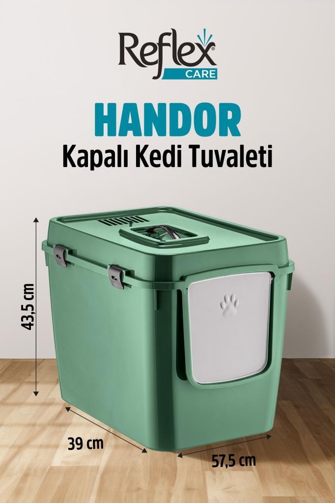 Reflex Care Handor Kapalı Kedi Tuvaleti Yeşil (57,5 x 43,5 x 39 cm)