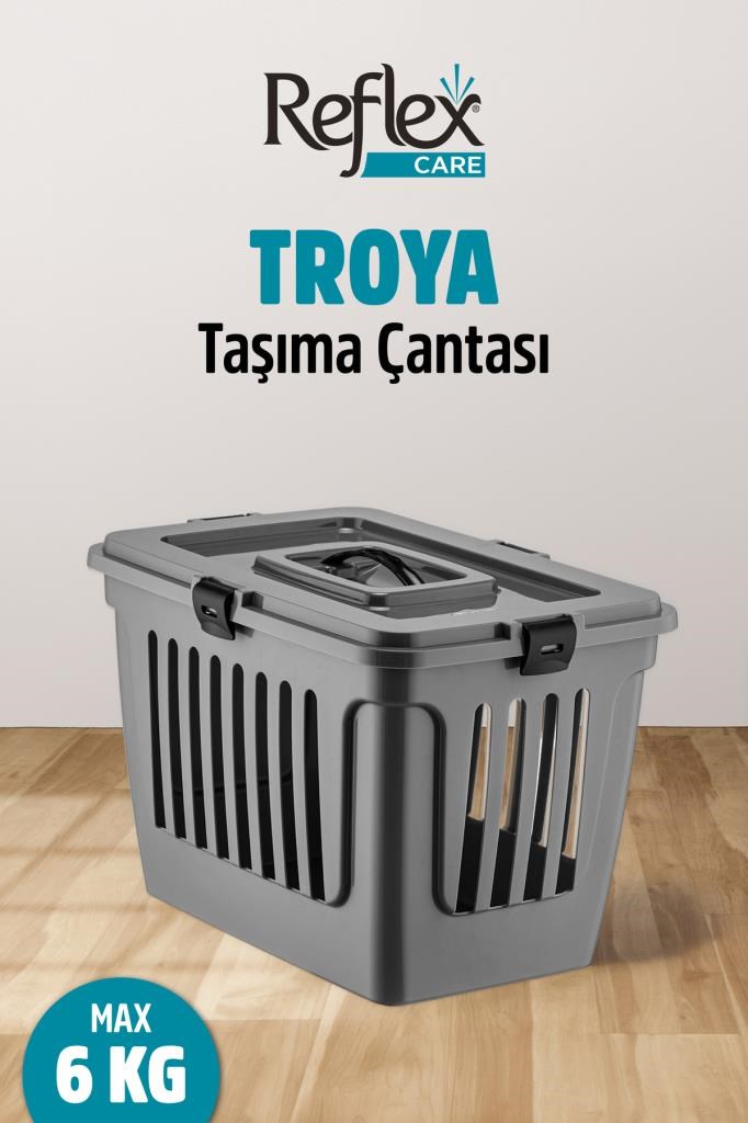 Reflex Care Troya Kedi ve Köpek Taşıma Çantası Gri (49,5 x 33,5 x 33 cm)