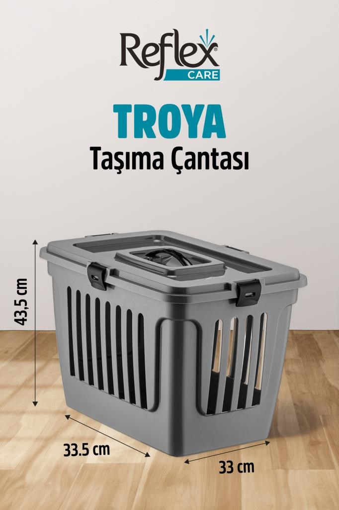 Reflex Care Troya Kedi ve Köpek Taşıma Çantası Gri (49,5 x 33,5 x 33 cm)