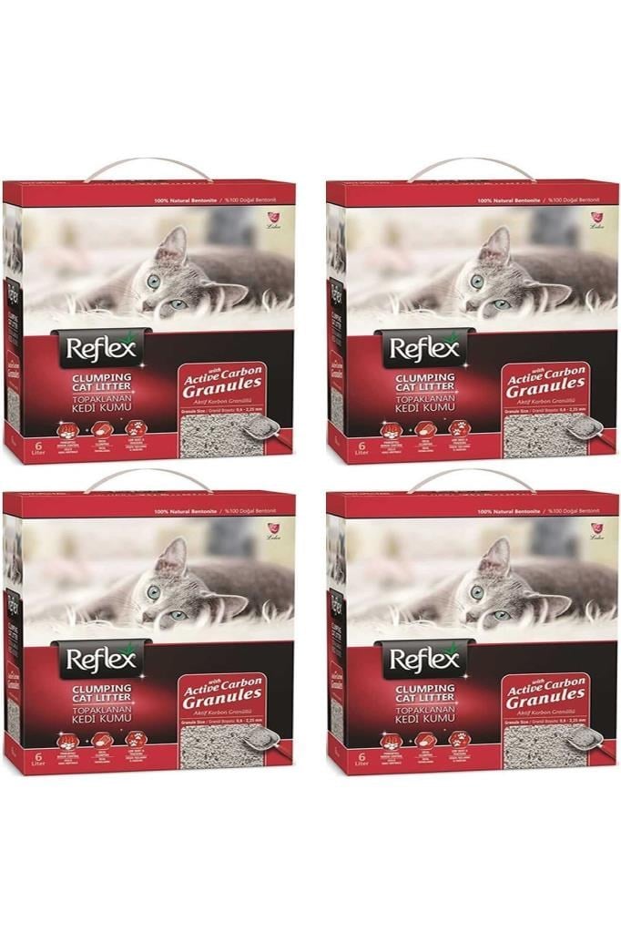 Reflex Granül Aktif Karbonlu Topaklanan Kedi Kumu 6 lt x 4 Adet