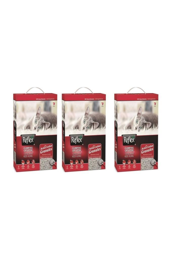 Reflex Granül Aktif Karbonlu Topaklanan Kedi Kumu 6 Lt 3'LÜ SET