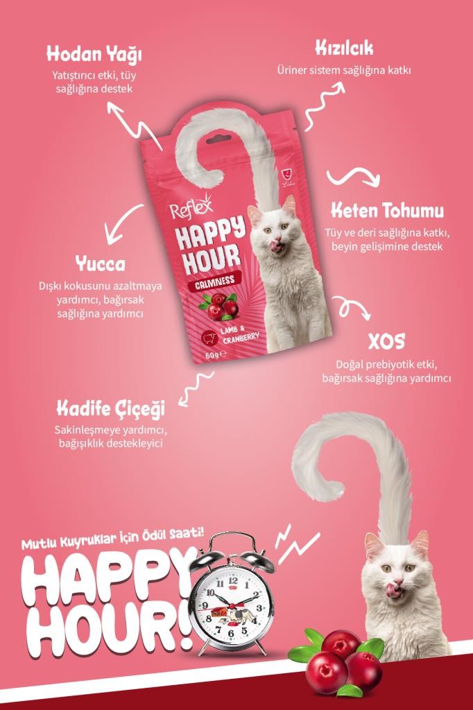 Reflex Happy Hour Sakinleşmeyi Destekleyici Kedi Ödül Maması 60 gr