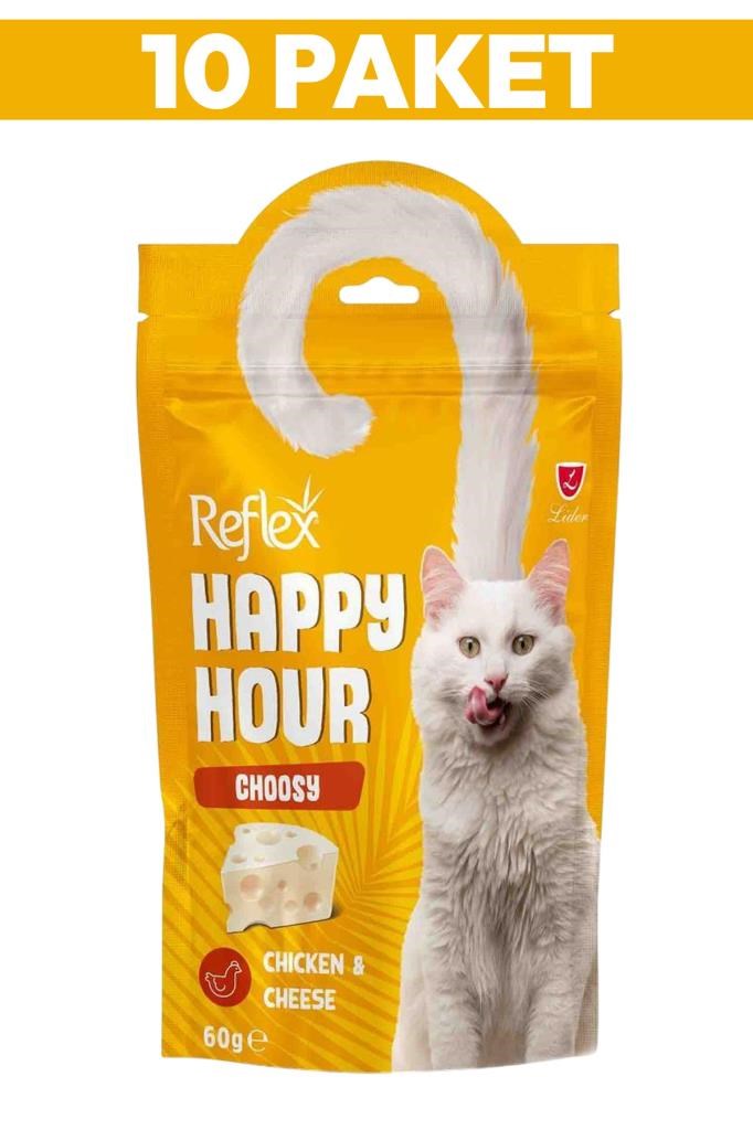 Reflex Happy Hour Tavuk Etli ve Peynirli Seçici Kediler için Kedi Ödülü 10 x 60gr