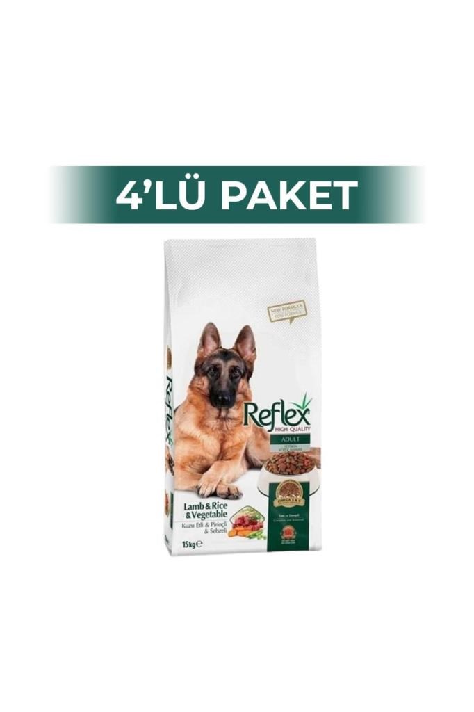 Reflex Kuzulu Etli ve Sebzeli Yetişkin Kuru Köpek Maması 3 kg 4 Adet