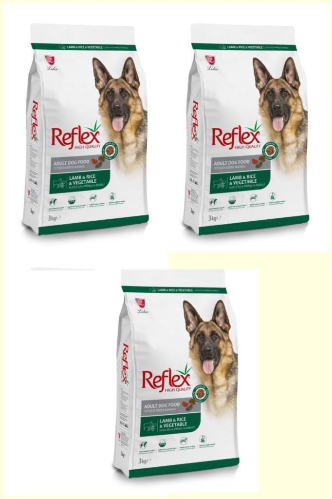 Reflex Kuzulu, Pirinçli ve Sebzeli Yüksek Kaliteli Köpek Maması 3 Kg* 3 ADET