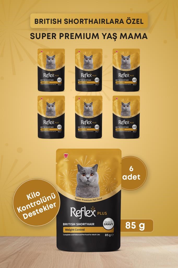 Reflex Plus Britsh Shorthair Yetişkin Kedi Konservesi 85gr x 6 Adet