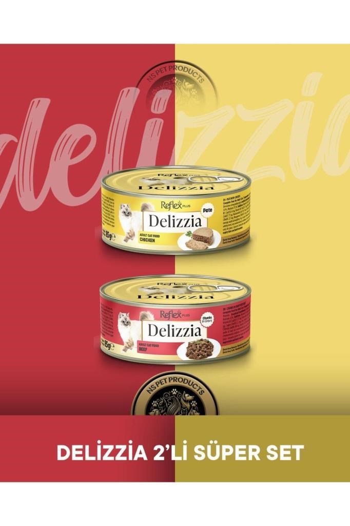 Reflex Plus Delizzia Tavuklu Pate & Dana Etli Gravy Yetişkin Kedi Maması Seti 2x85 gram