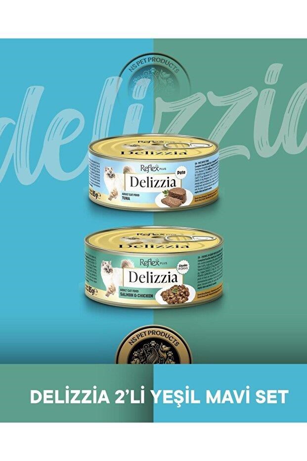 Reflex Plus Delizzia Ton Balıklı Pate & Somonlu-Tavuklu Gravy Yetişkin Kedi Maması Seti 2x85 gram