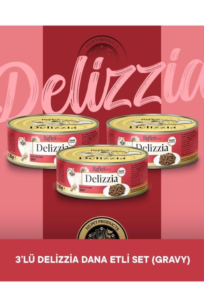 Reflex Plus Delizzia Yetişkin Dana Etli Gravy Kedi Maması 3x85 gram