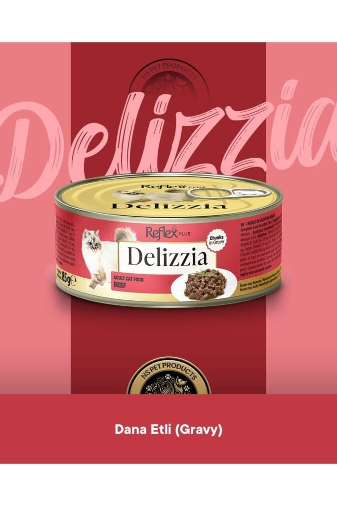 Reflex Plus Delizzia Yetişkin Dana Etli Gravy Kedi Maması 6x85 gram