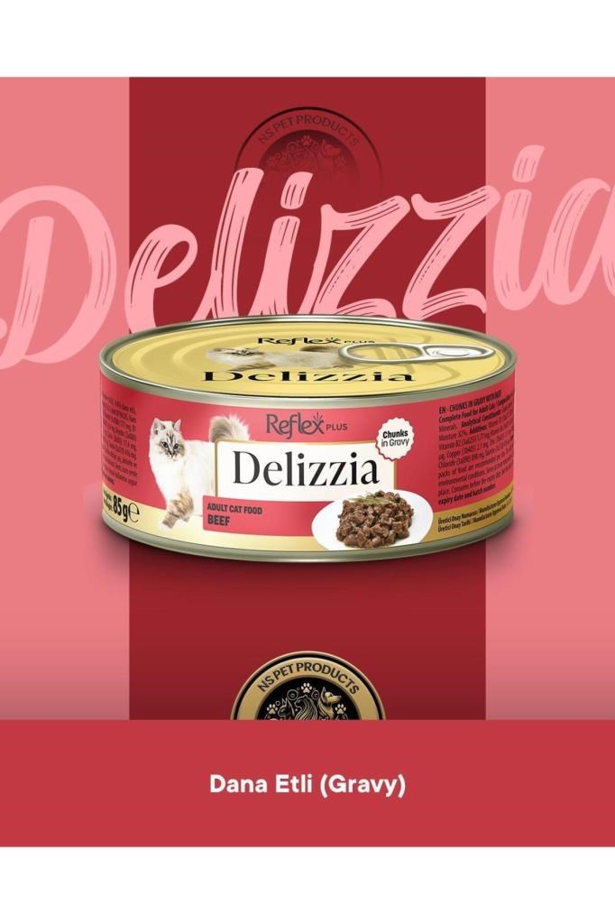 Reflex Plus Delizzia Yetişkin Dana Etli Gravy Kedi Maması 12x85 gram