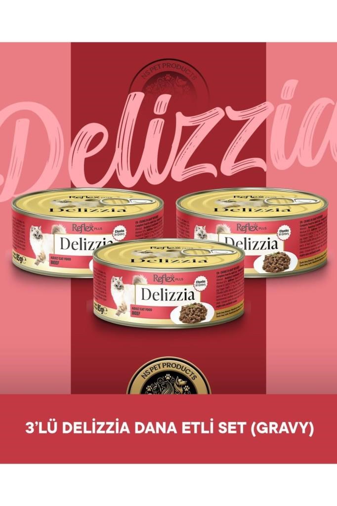 Reflex Plus Delizzia Yetişkin Dana Etli Gravy Kedi Maması 3x85 gram
