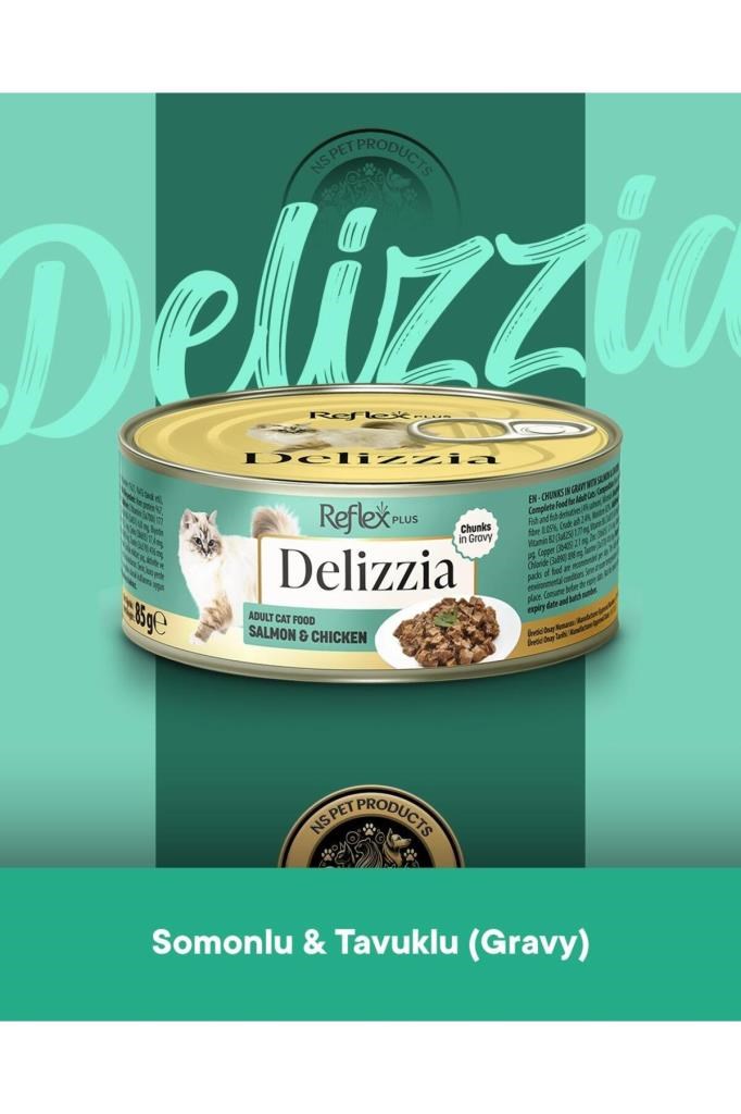 Reflex Plus Delizzia Yetişkin Somonlu-Tavuklu Gravy Kedi Maması 6x85 gram