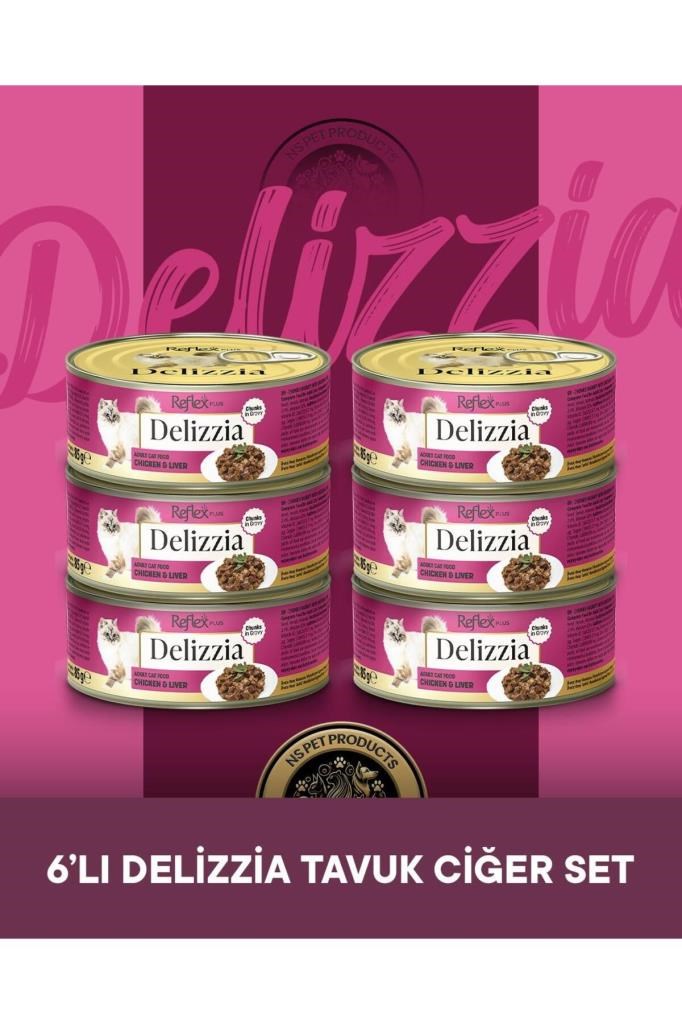 Reflex Plus Delizzia Yetişkin Tavuklu-Ciğerli Gravy Kedi Maması 6x85 gram