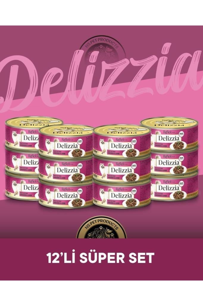Reflex Plus Delizzia Yetişkin Tavuklu-Ciğerli Gravy Kedi Maması 12x85 gram
