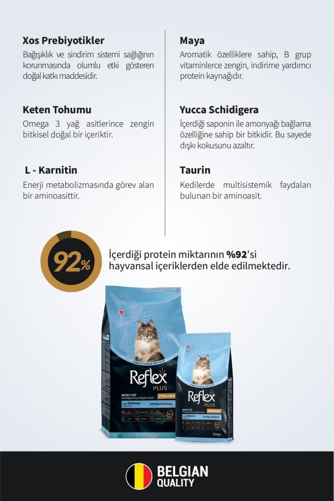 Reflex Plus Hipoalerjenik Kısırlaştırılmış/Sterilised Somonlu Yetişkin Kedi Maması 1,5 kg x 2
