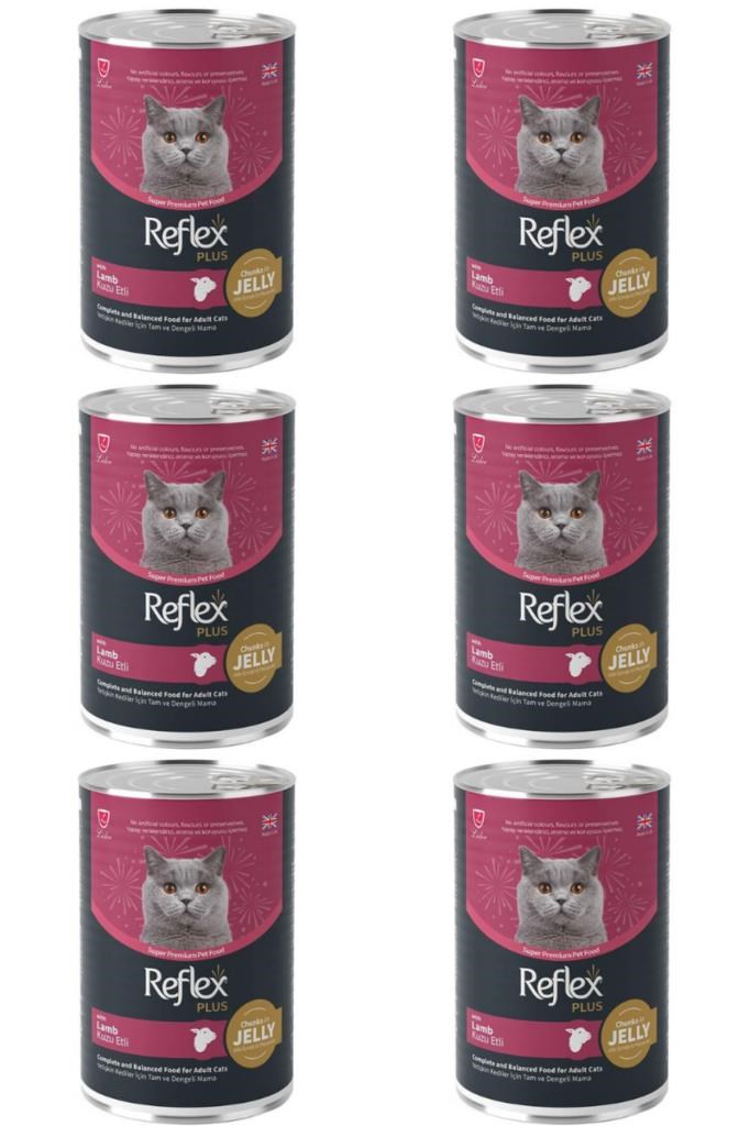 Reflex Plus Jöle İçinde Parça Kuzu Etli Yetişkin Kedi Konservesi 400gr - 6 Adet