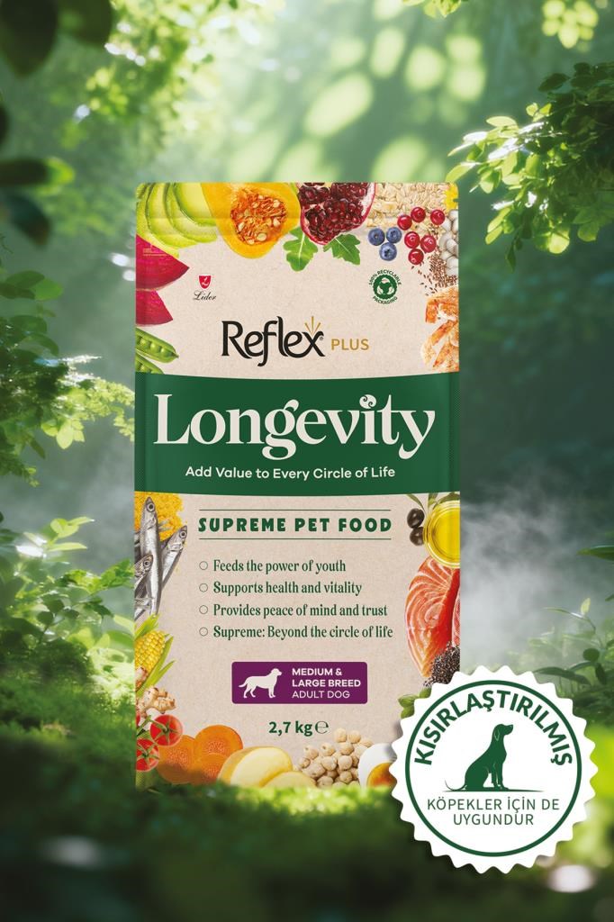 Reflex Plus Longevity Orta ve Büyük Irk Yetişkin Köpek Maması 2700g
