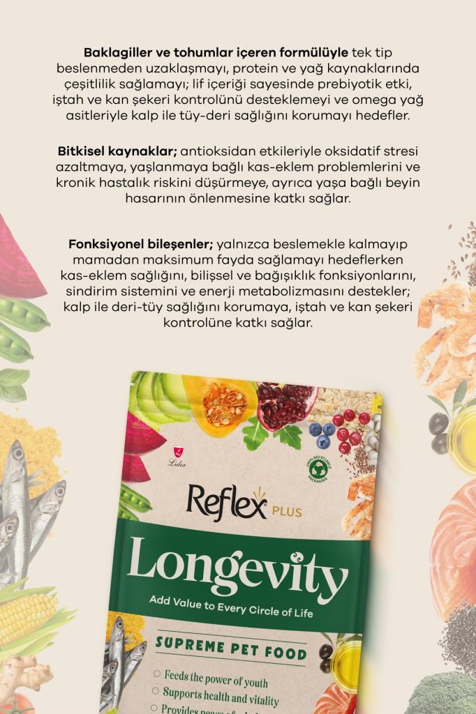 Reflex Plus Longevity Orta ve Büyük Irk Yetişkin Köpek Maması 2700g