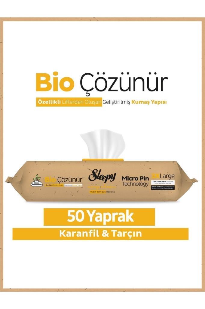 Sleepy Bio Çözünür Yüzey Temizlik Havlusu&mendili Karanfil&tarçın 50 Yaprak