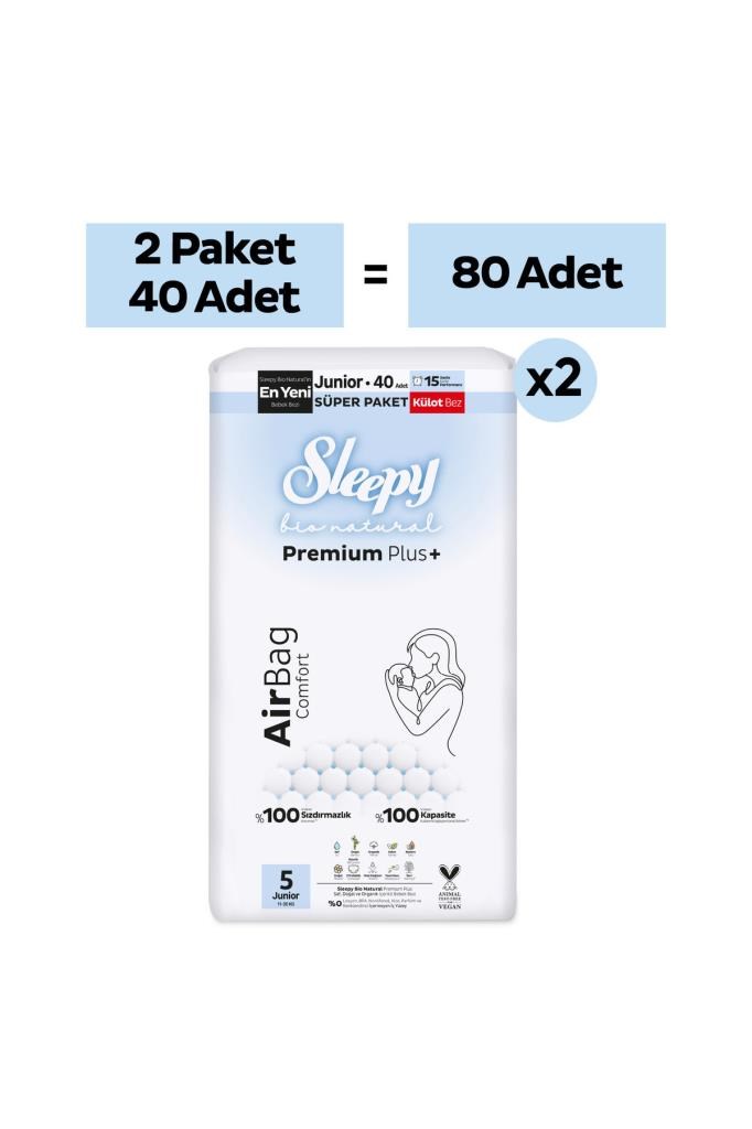 Sleepy Bio Natural Premium Plus Airbag Comfort Avantaj Paketi Külot Bez 5 Numara Junior 80 Adet
