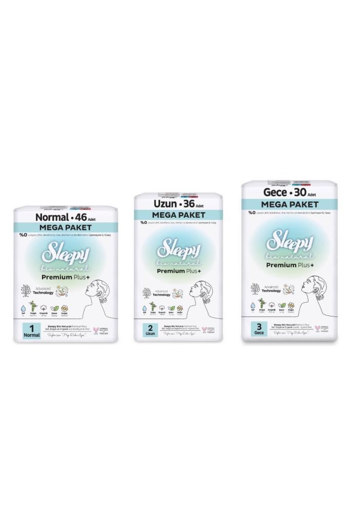 Sleepy Bio Natural Premium Plus Hijyenik Ped Mega Fırsat Paketi 112 Adet