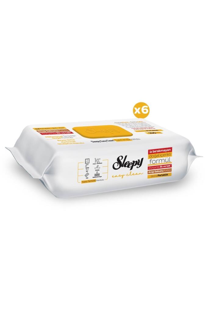 Sleepy Easy Clean Arap Sabunu Katkılı Yüzey Temizlik Havlusu&mendili 6x100 (600 YAPRAK)