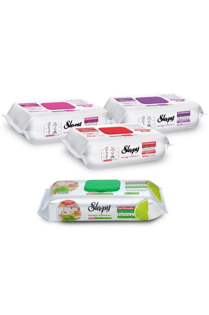 Sleepy Easy Clean Çiçek Serisi&Bergamot Yağlı Süper Mutfak Yüzey Temizlik Havlusu&Mendili(3x100+50)