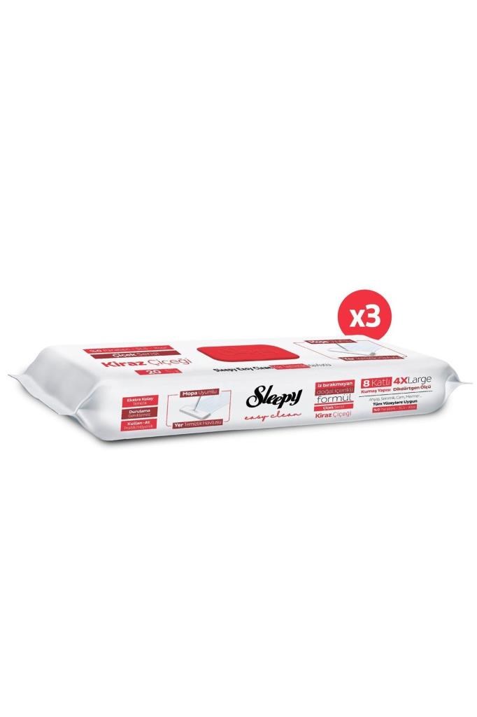 Sleepy Easy Clean Kiraz Çiçeği Mopa Uyumlu Yer Temizlik Havlusu&mendili 3x20 (60 YAPRAK)