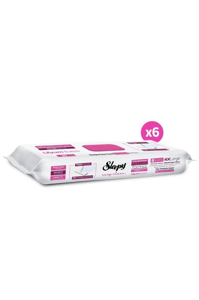 Sleepy Easy Clean Lilyum Buketi Mopa Uyumlu Yer Temizlik Havlusu&Mendili 6X20 (120 Yaprak)