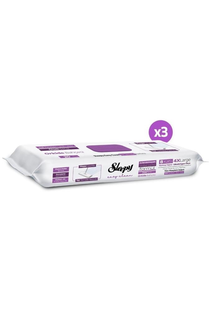 Sleepy Easy Clean Orkide Bahçesi Mopa Uyumlu Yer Temizlik Havlusu&Mendili 3X20 (60 Yaprak)