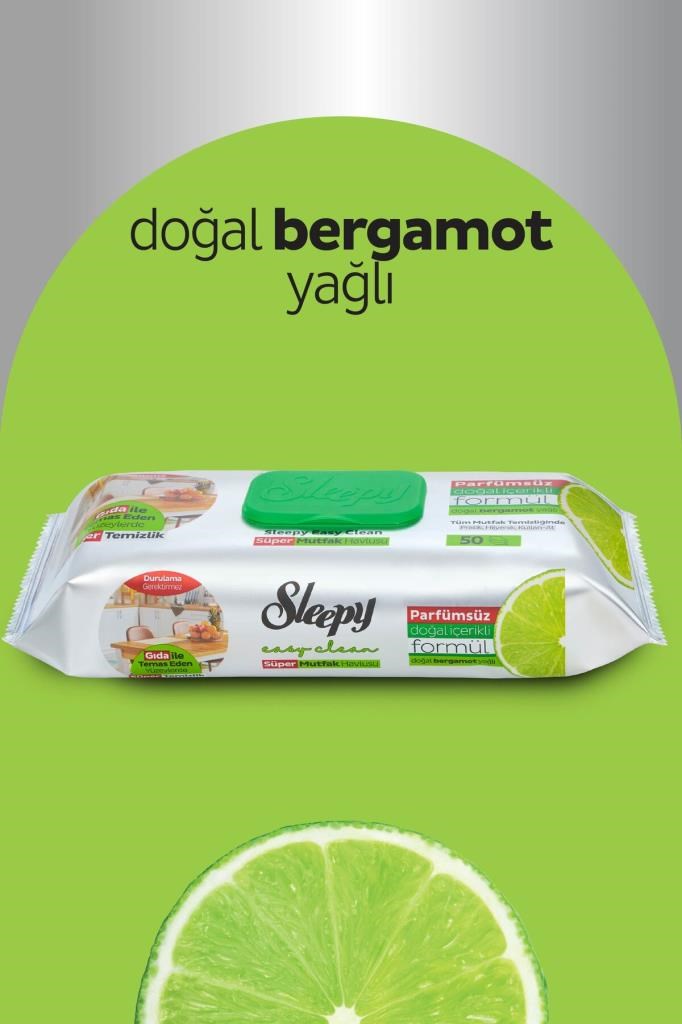 Sleepy Easy Clean Süper Yüzey Temizlik Mutfak Havlusu&Mendili Bergamot Yağlı 50 Yaprak