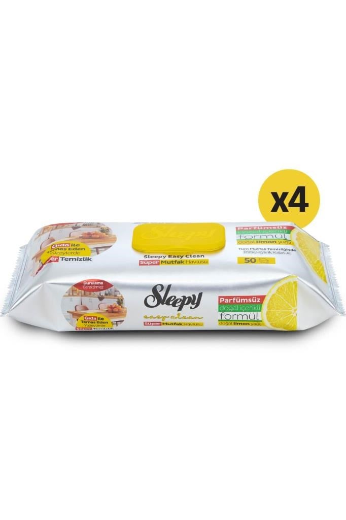 Sleepy Easy Clean Süper Yüzey Temizlik Mutfak Havlusu&mendili Limon Yağlı 4x50 (200 YAPRAK)