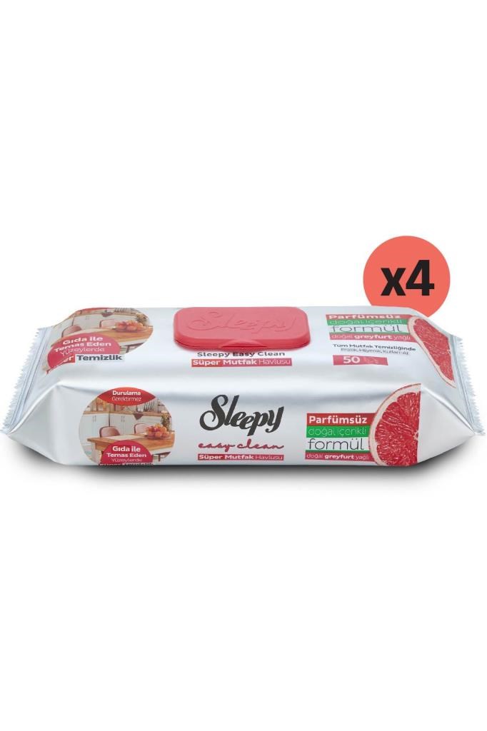 Sleepy Easy Clean Süper Yüzey Temizlik Mutfak Havlusu&mendili Greyfurt Yağlı 4x50 (200 YAPRAK)