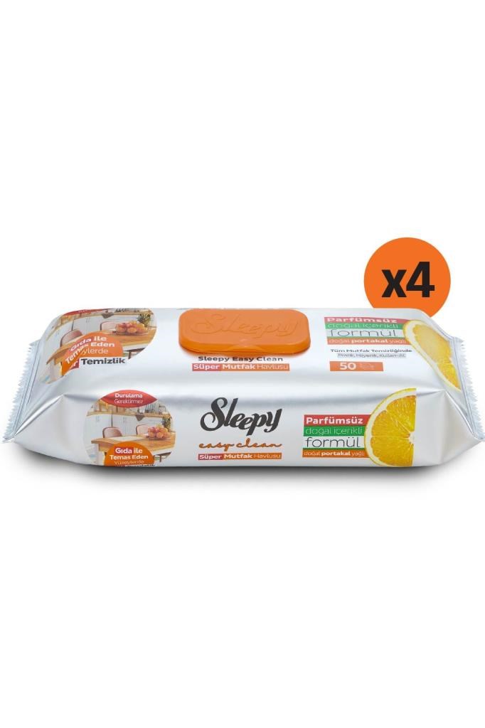 Sleepy Easy Clean Süper Yüzey Temizlik Mutfak Havlusu&mendili Portakal Yağlı 4x50 (200 YAPRAK)