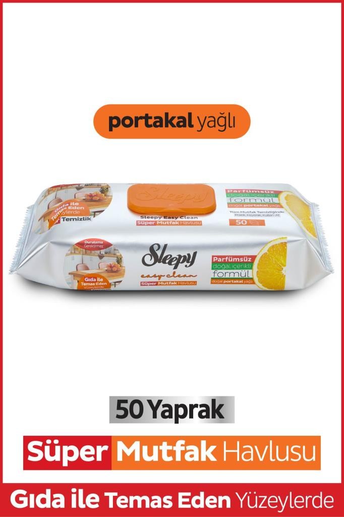 Sleepy Easy Clean Süper Yüzey Temizlik Mutfak Havlusu&mendili Portakal Yağlı 50 Yaprak