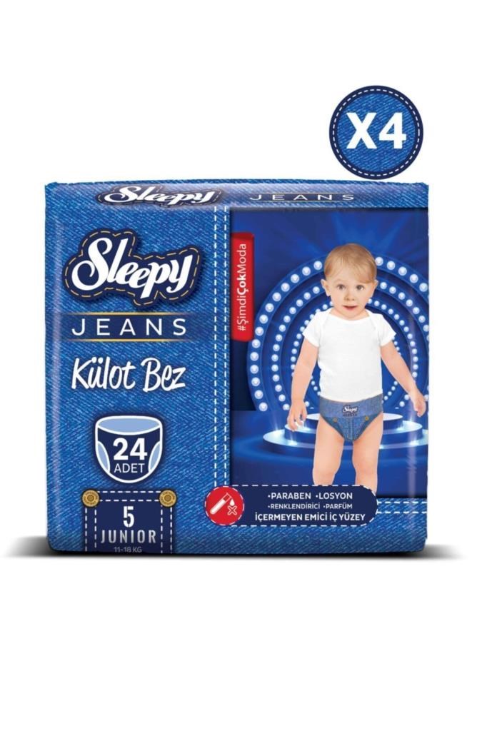 Sleepy Jeans Külot Bez 5 Numara Junior 4Lü Jumbo  96 Adet 11-18 Kg