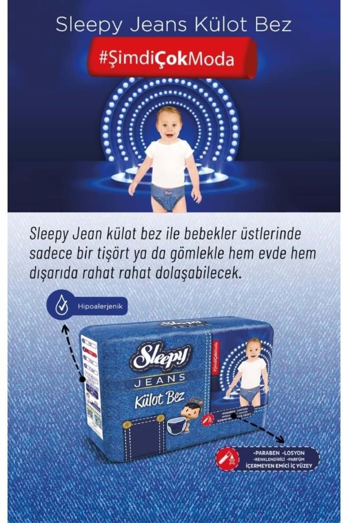 Sleepy Külot Bebek Bezi Jeans Jumbo Beden:3 (4-9Kg) Midi 34 Adet