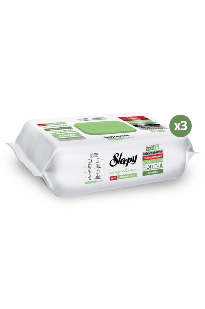 Sleepy Meyve Serisi Yüzey Temizlik Havlusu Mendili Ananas 3x100 (300 Yaprak)