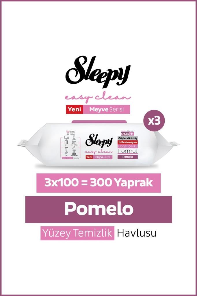 Sleepy Meyve Serisi Yüzey Temizlik Havlusu Mendili Pomelo 3x100 (300 Yaprak)